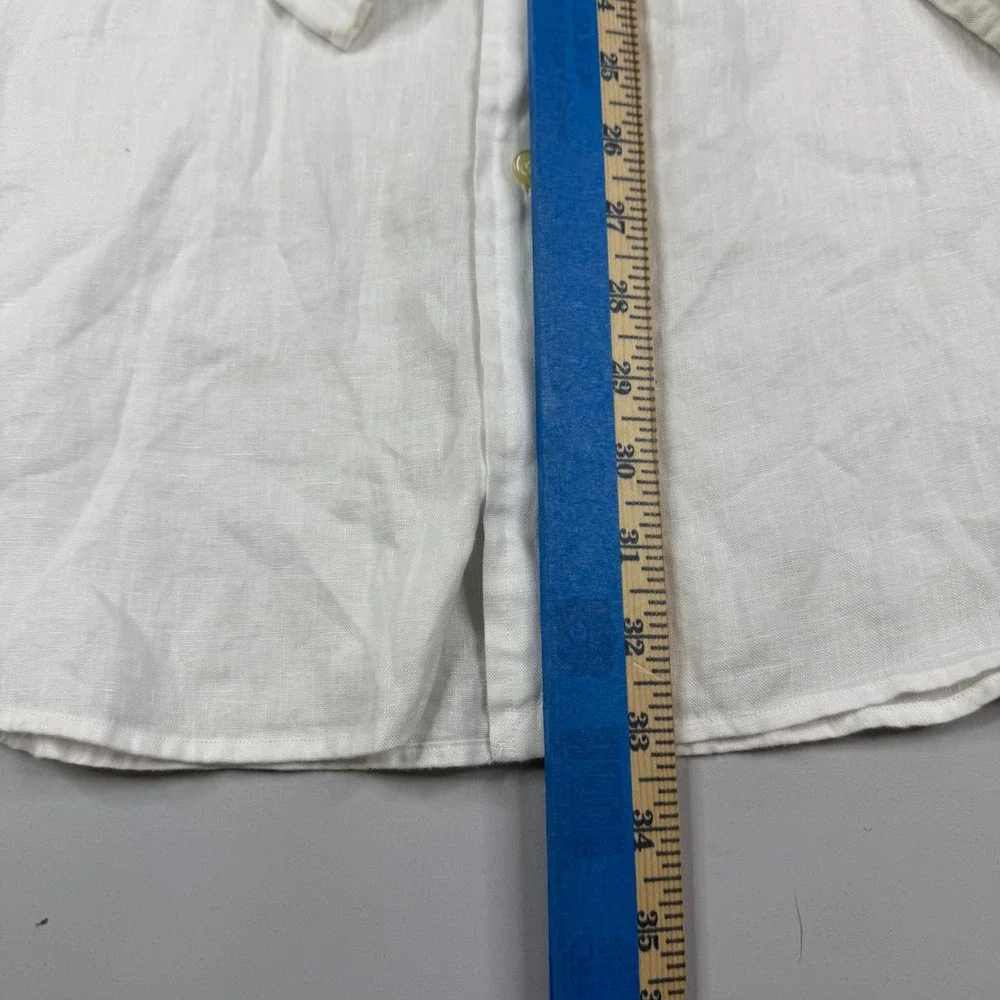 Polo Ralph Lauren Button Down Mens 2XL White 100% Linen Classic Fit Long Sleeve